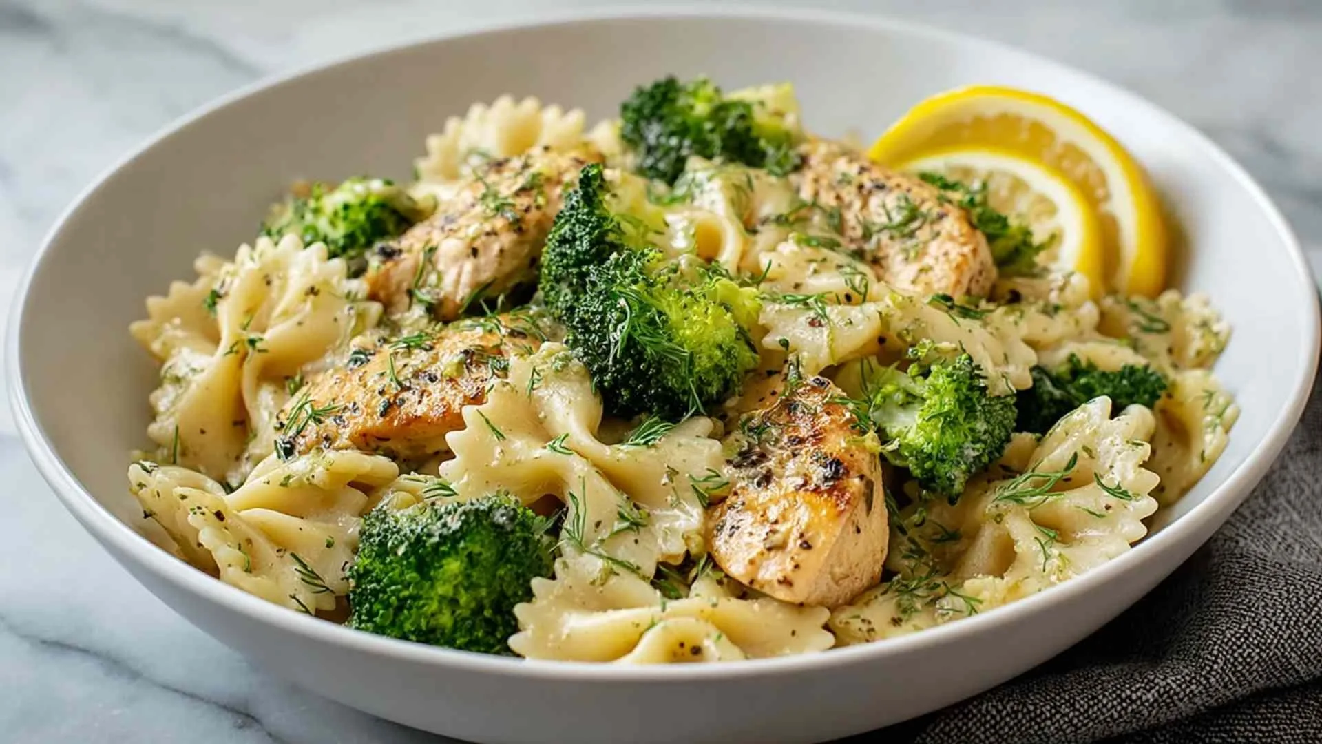 Cowboy Butter Lemon Bowtie Chicken with Broccoli