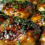 Creamy Garlic Chicken in a white skillet with sauce