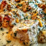 creamy ranch chicken crockpot served over mashed potatoes in a white bowl