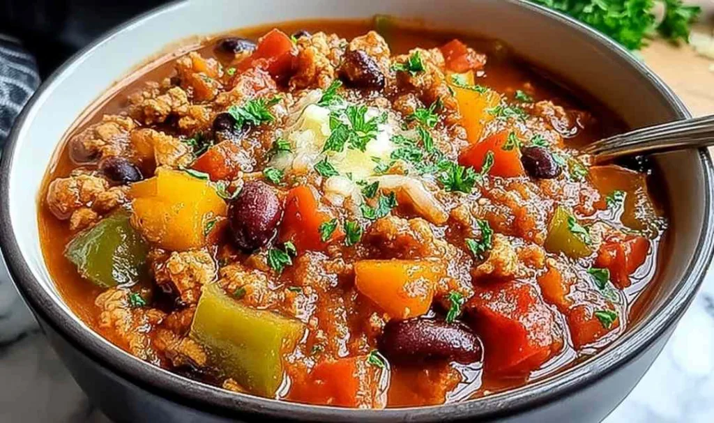 Crock pot shipwreck stew served in a rustic bowl with crusty bread