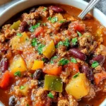 Crock pot shipwreck stew served in a rustic bowl with crusty bread