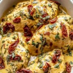 Crockpot Marry Me Chicken with creamy parmesan sauce and sun-dried tomatoes in slow cooker