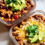 High-Protein Chicken Cottage Cheese Enchilada Bowls in a white bowl