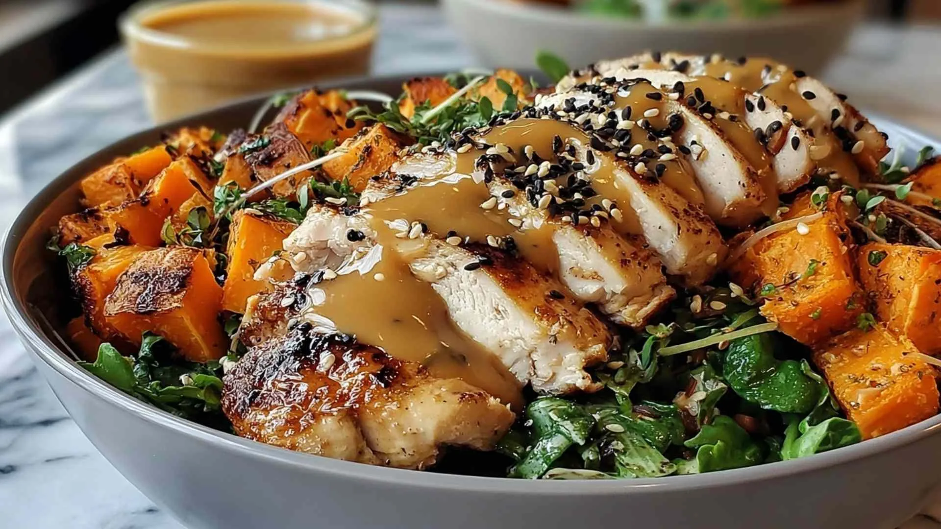 Maple Dijon Chicken Sweet Potato Bowls