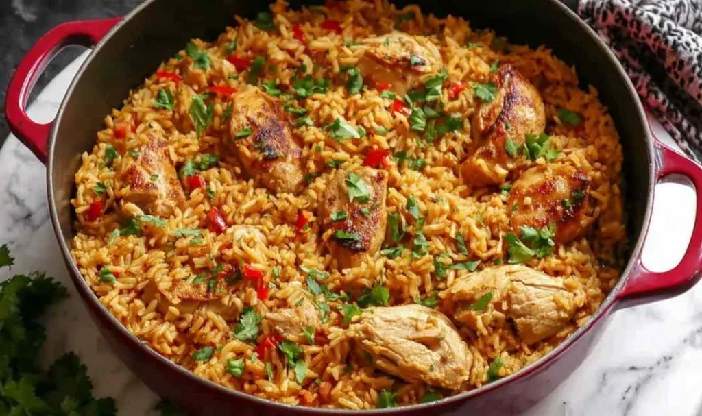 Nando’s Portuguese Chicken and Rice served in a white bowl.
