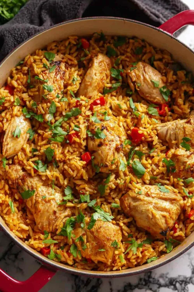 Nando’s Portuguese Chicken and Rice served in a white bowl.