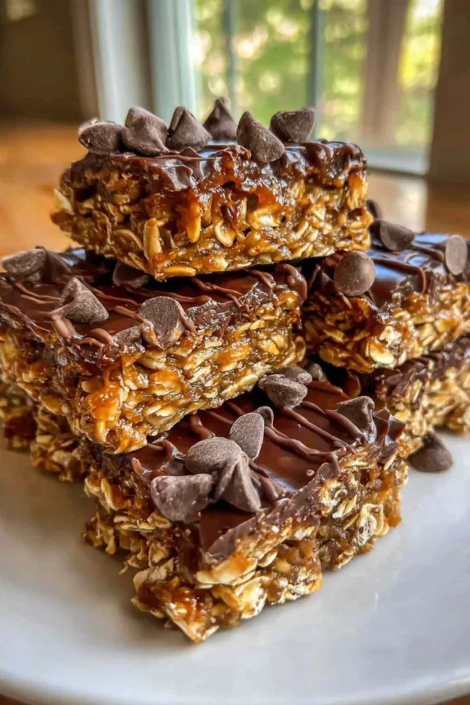 Sliced no-bake protein bars on a cutting board