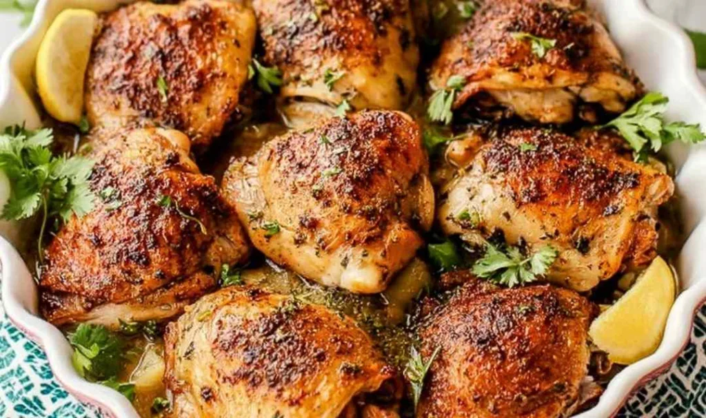 Pioneer Woman slow cooker chicken thighs served over white rice with honey soy sauce