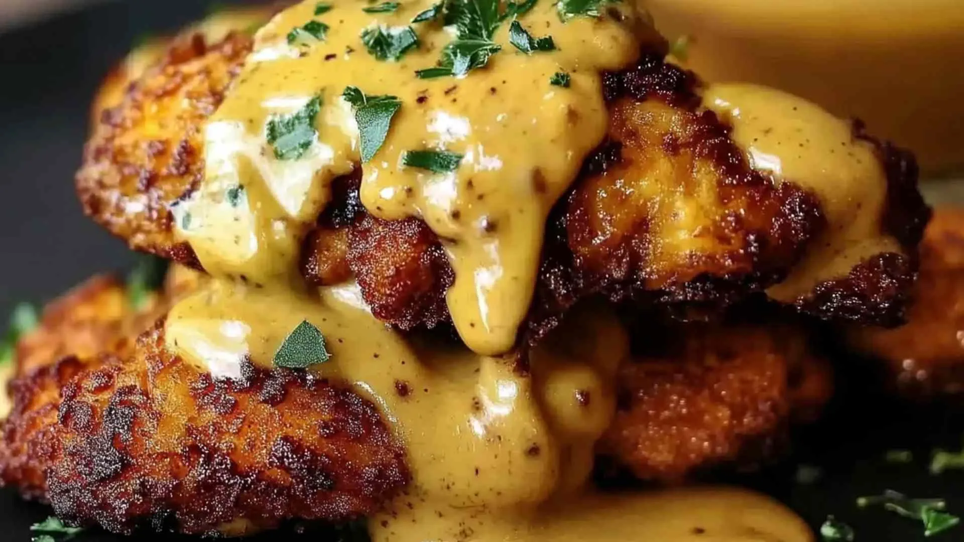 Pretzel Chicken with Mustard-Cheddar Sauce