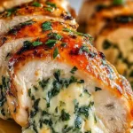 Ruth's Chris stuffed chicken copycat served on a white plate with roasted vegetables