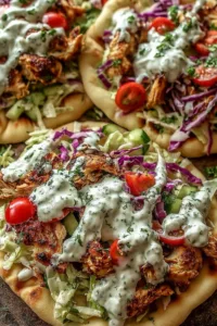 Sheet Pan Chicken Pitas with Fresh Herb Ranch Slaw ready to serve