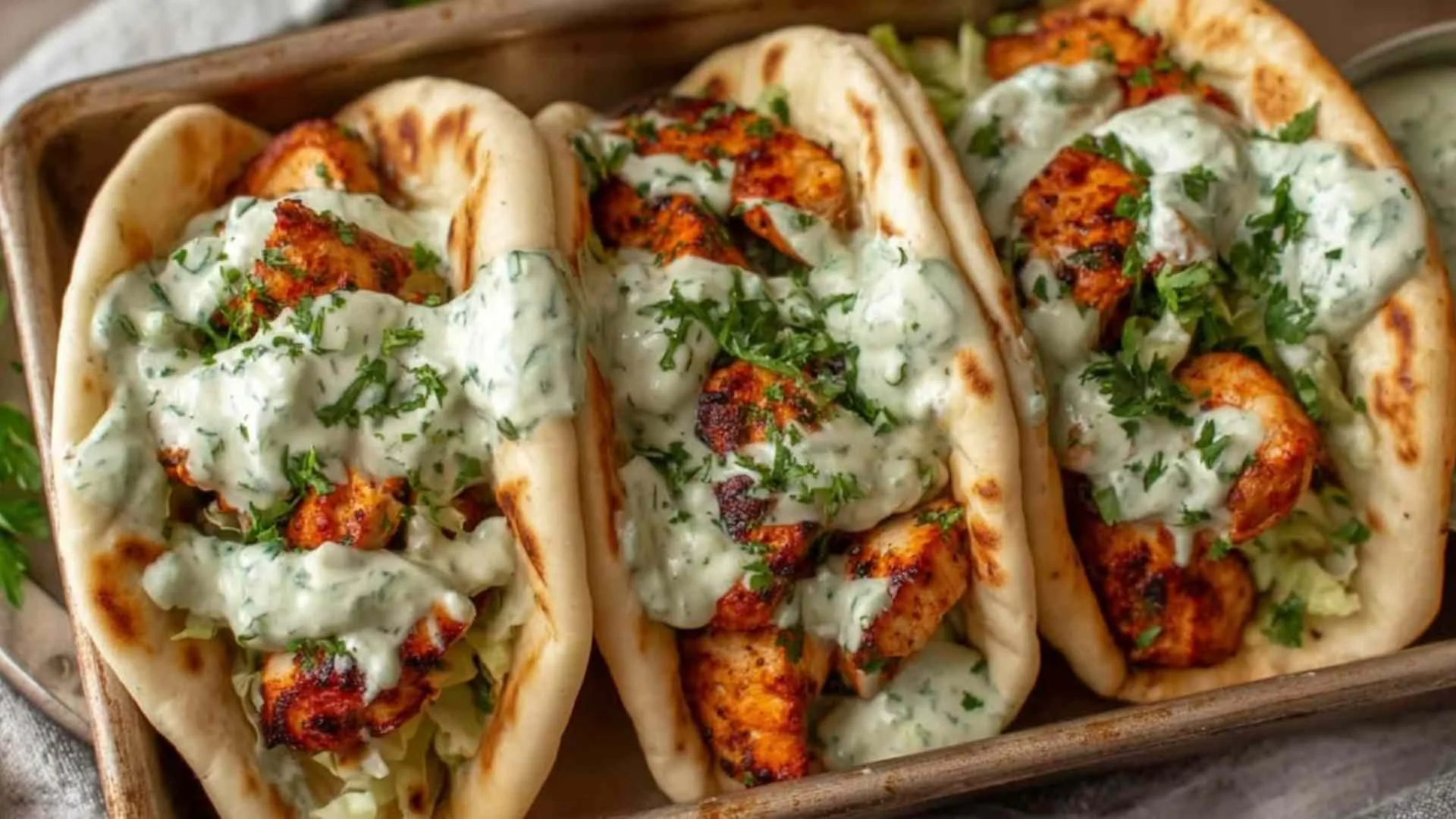 Sheet Pan Chicken Pitas with Herby Ranch