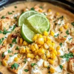 Slow-Cooker Street Corn Chicken in a white bowl with cilantro.