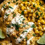 Slow Cooker Street Corn Chicken in a white bowl