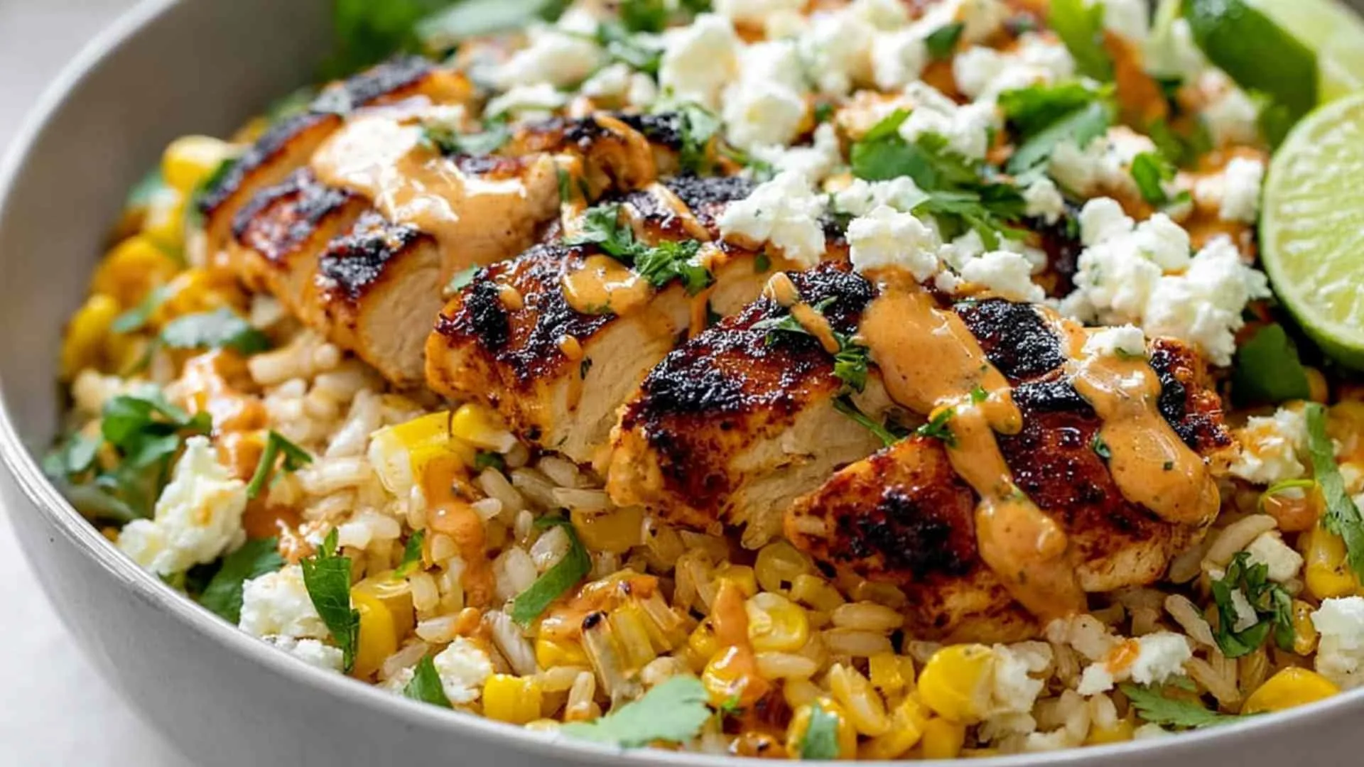 Street Corn Chicken Rice Bowl