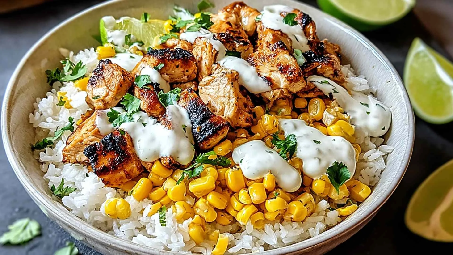 Street Corn Chicken Rice Bowl