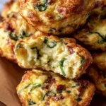 Alt Text: Easy Sun Dried Tomato and Spinach Egg Biscuits on a baking sheet