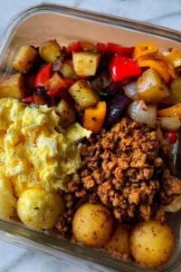Tex-Mex Turkey Breakfast Bowls in a white bowl