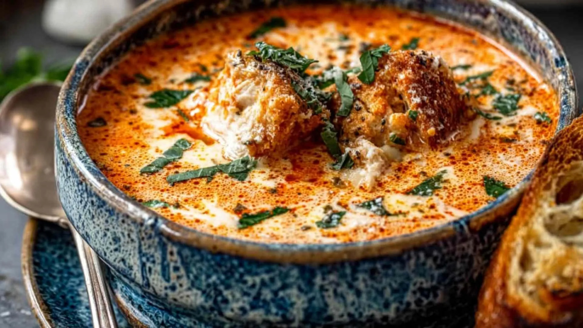 This Crock Pot Creamy Chicken Parmesan Soup