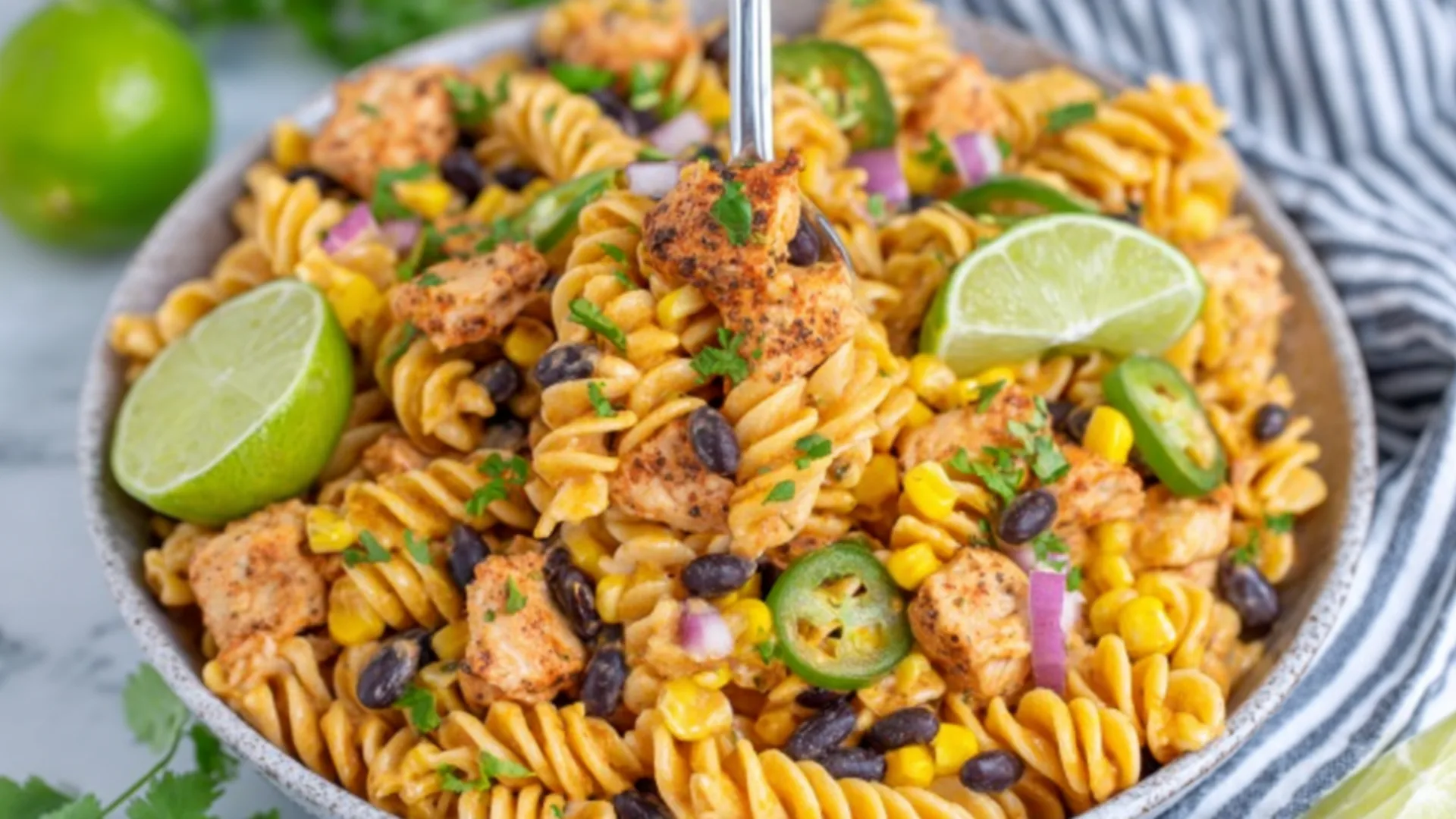 Zesty Chicken Enchilada Pasta Salad