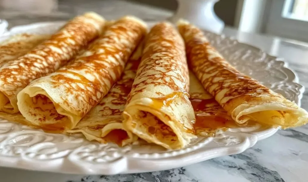 Nonna Betty making oatmeal crepes in a cast iron skillet