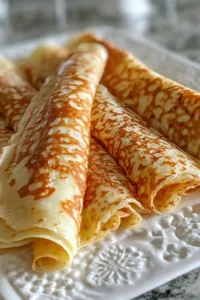 Nonna Betty making oatmeal crepes in a cast iron skillet