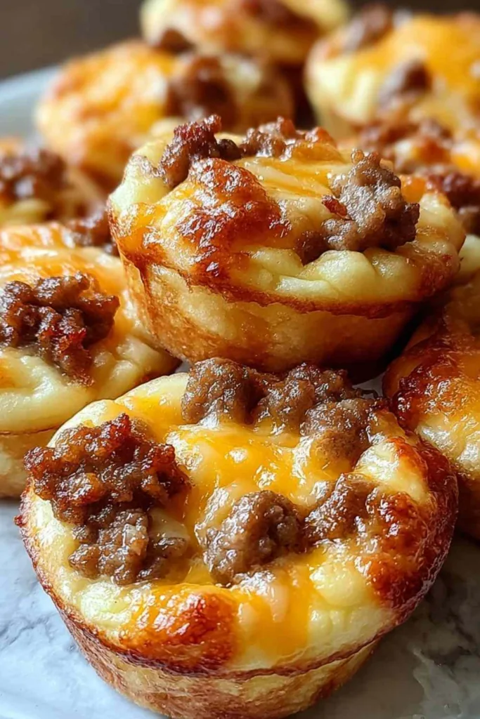 High Protein Pancake Sausage Mini Muffins in a mini muffin tin ready for baking.