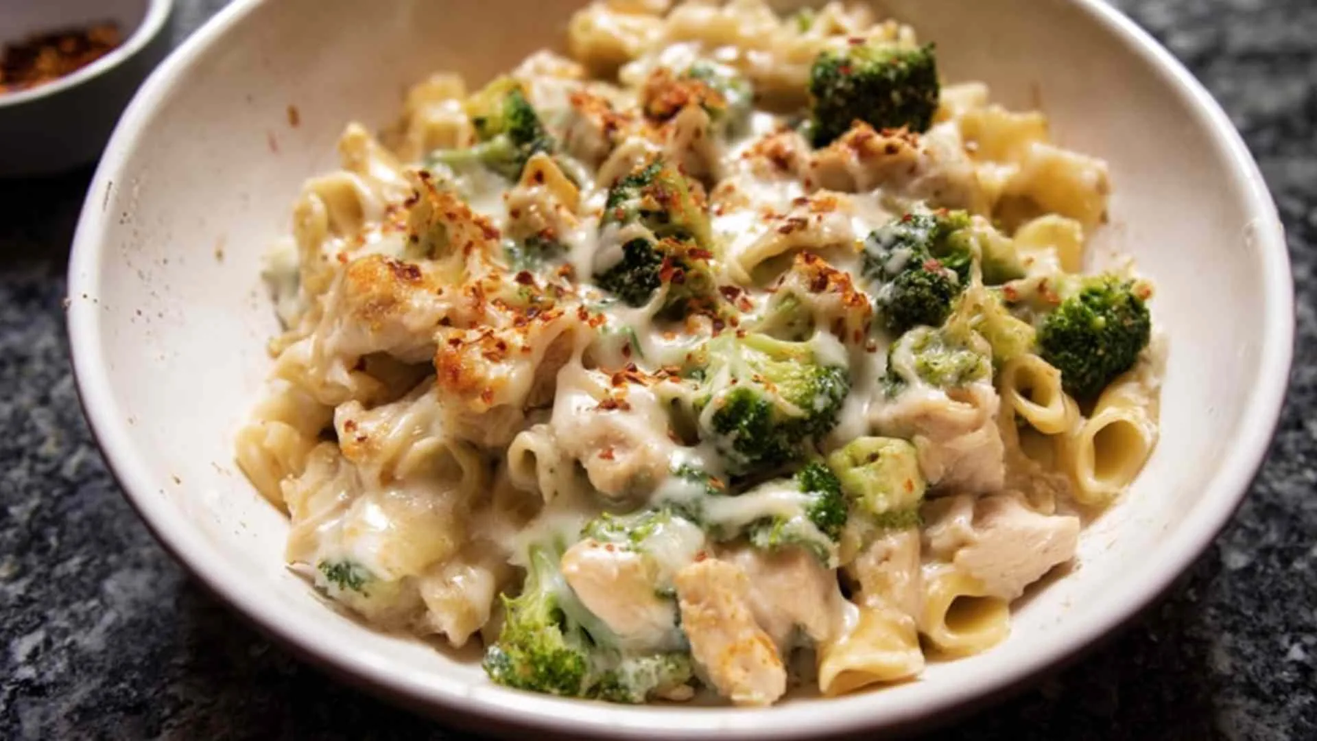 Chicken Alfredo Pasta Bake with Broccoli