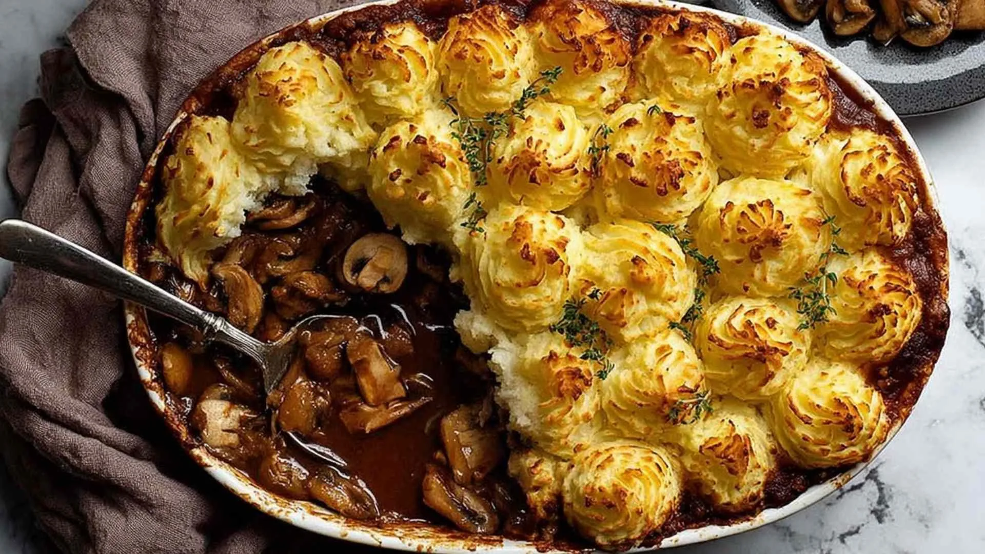 Chicken Mushroom Pie with Duchess Potato