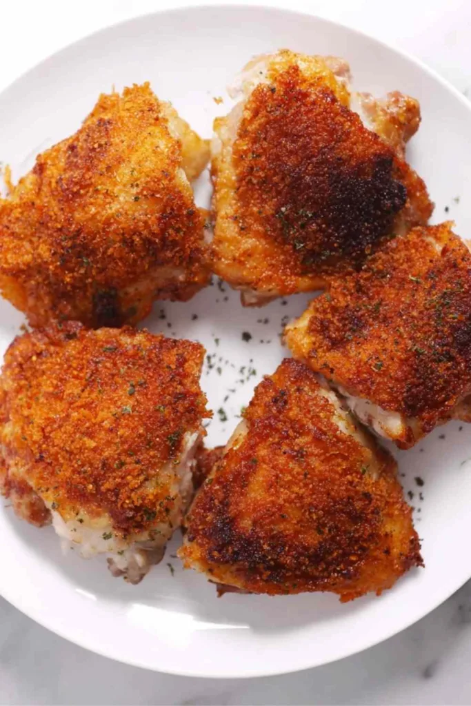 crazy crispy no oil chicken golden skin cooking in nonstick skillet