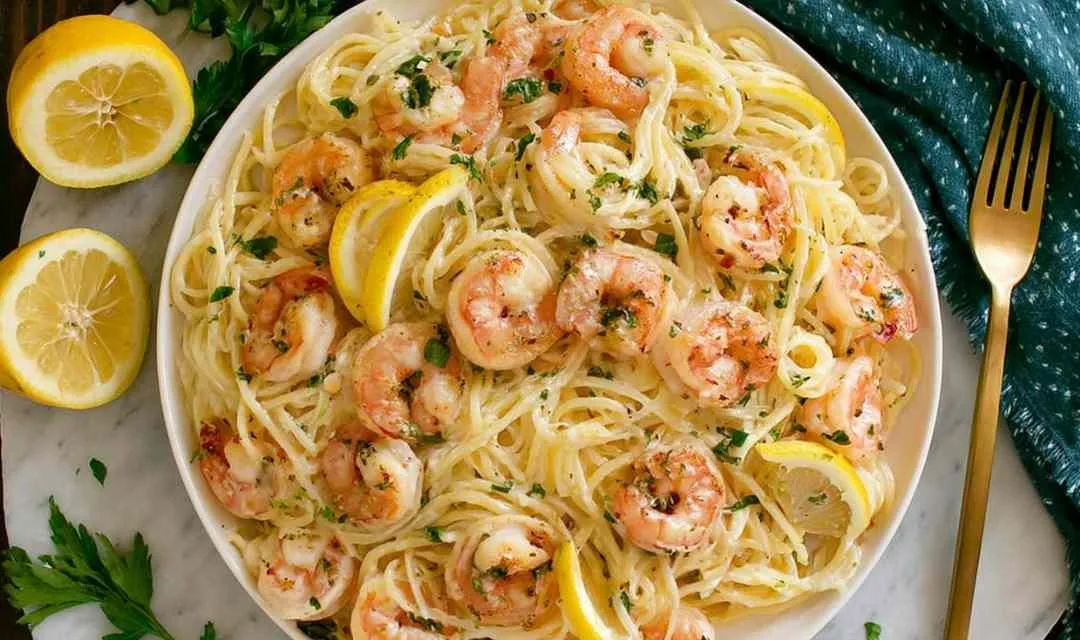 Creamy lemon shrimp pasta