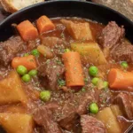 Prepping vegetables and chuck roast for crockpot beef stew