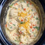 Crockpot Chicken Pot Pie and Biscuits in a slow cooker