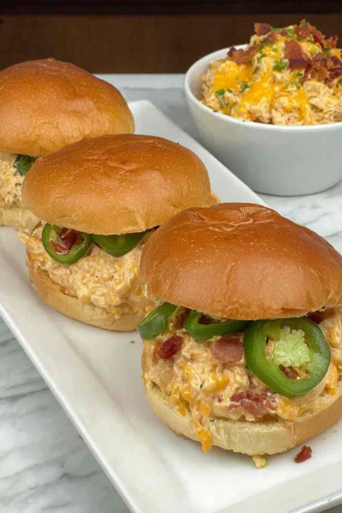 Crockpot Jalape&ntilde;o Crack Chicken Sandwiches on a plate