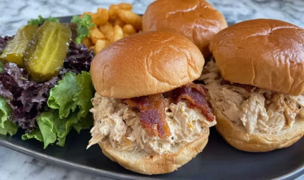 Crockpot Marry Me Chicken Sandwiches on a white plate