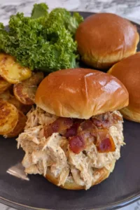 Crockpot Marry Me Chicken Sandwiches on a white plate