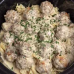 Crockpot Swedish Meatballs in a slow cooker