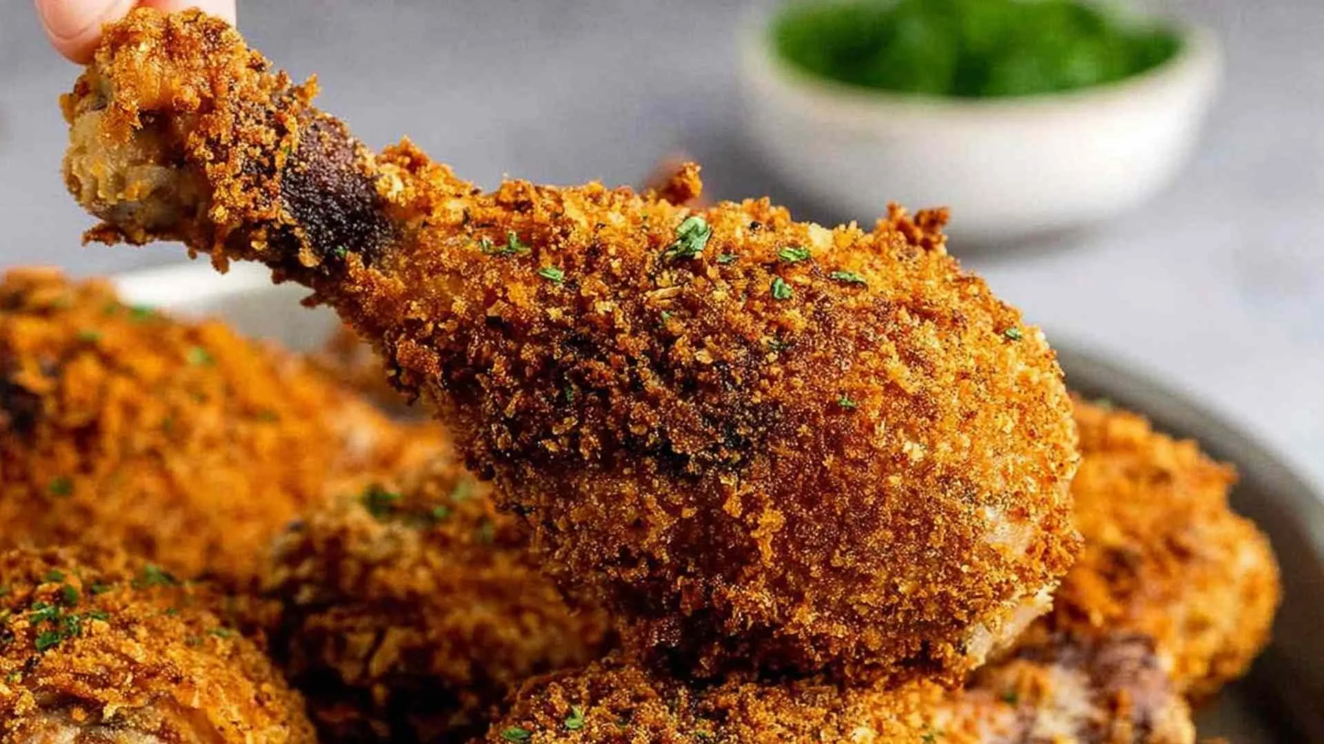 Crunchy crumbed chicken drumsticks