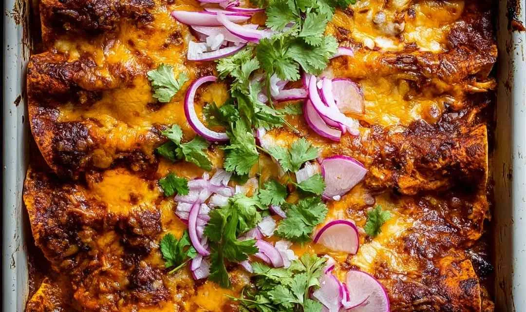 Red chicken enchiladas