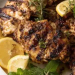 Greek Chicken Gyros with Tzatziki wrapped in parchment on a wooden board