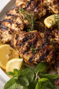 Greek Chicken Gyros with Tzatziki wrapped in parchment on a wooden board