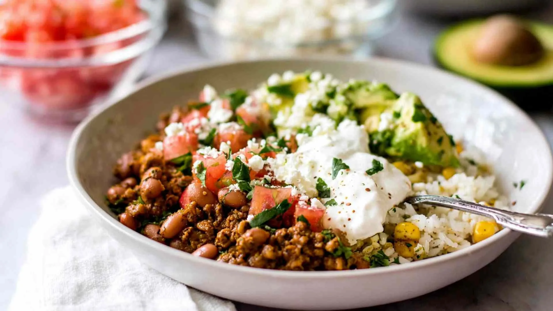 Ground turkey taco bowls