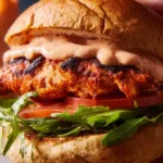 Nando's Peri Peri Chicken Burger with chargrilled chicken and pink Perinaise sauce on a toasted soft roll