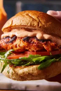 Nando's Peri Peri Chicken Burger with chargrilled chicken and pink Perinaise sauce on a toasted soft roll