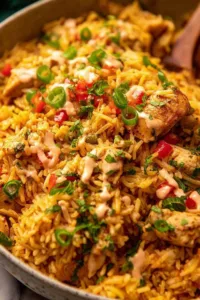 Nando's Portuguese chicken and rice cooked in a pot