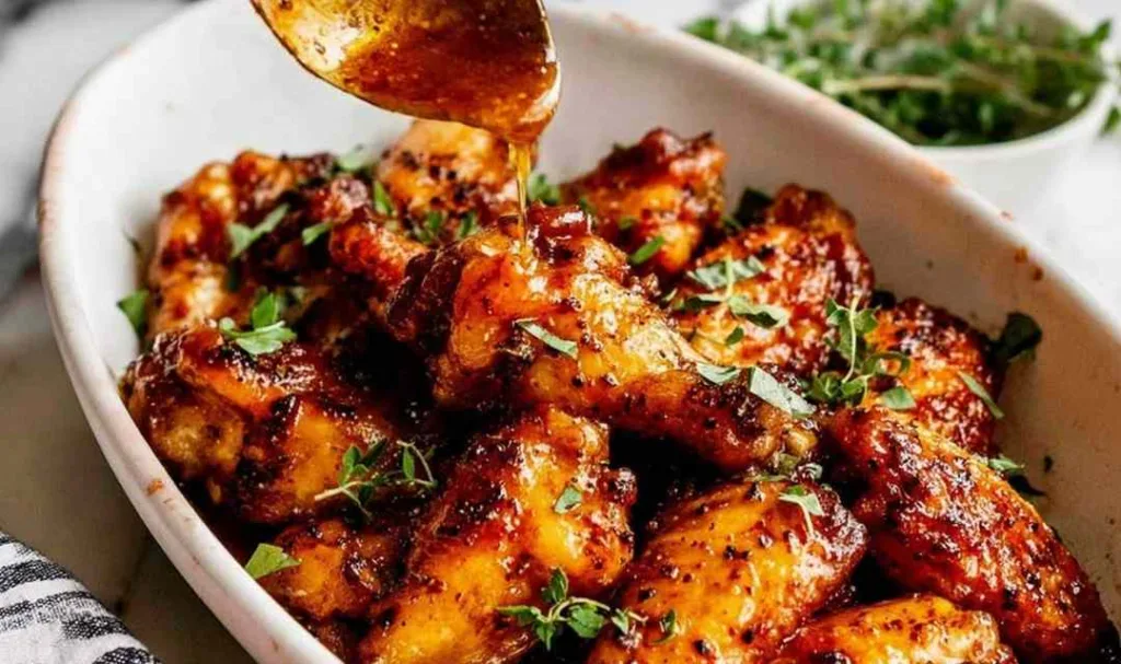 New Orleans chicken wings baked golden with creole seasoning on a serving plate