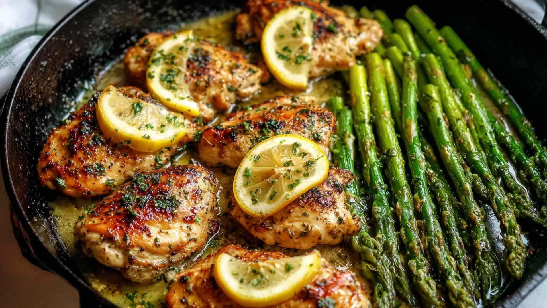 One Pan Lemon Garlic Butter Chicken Asparagus