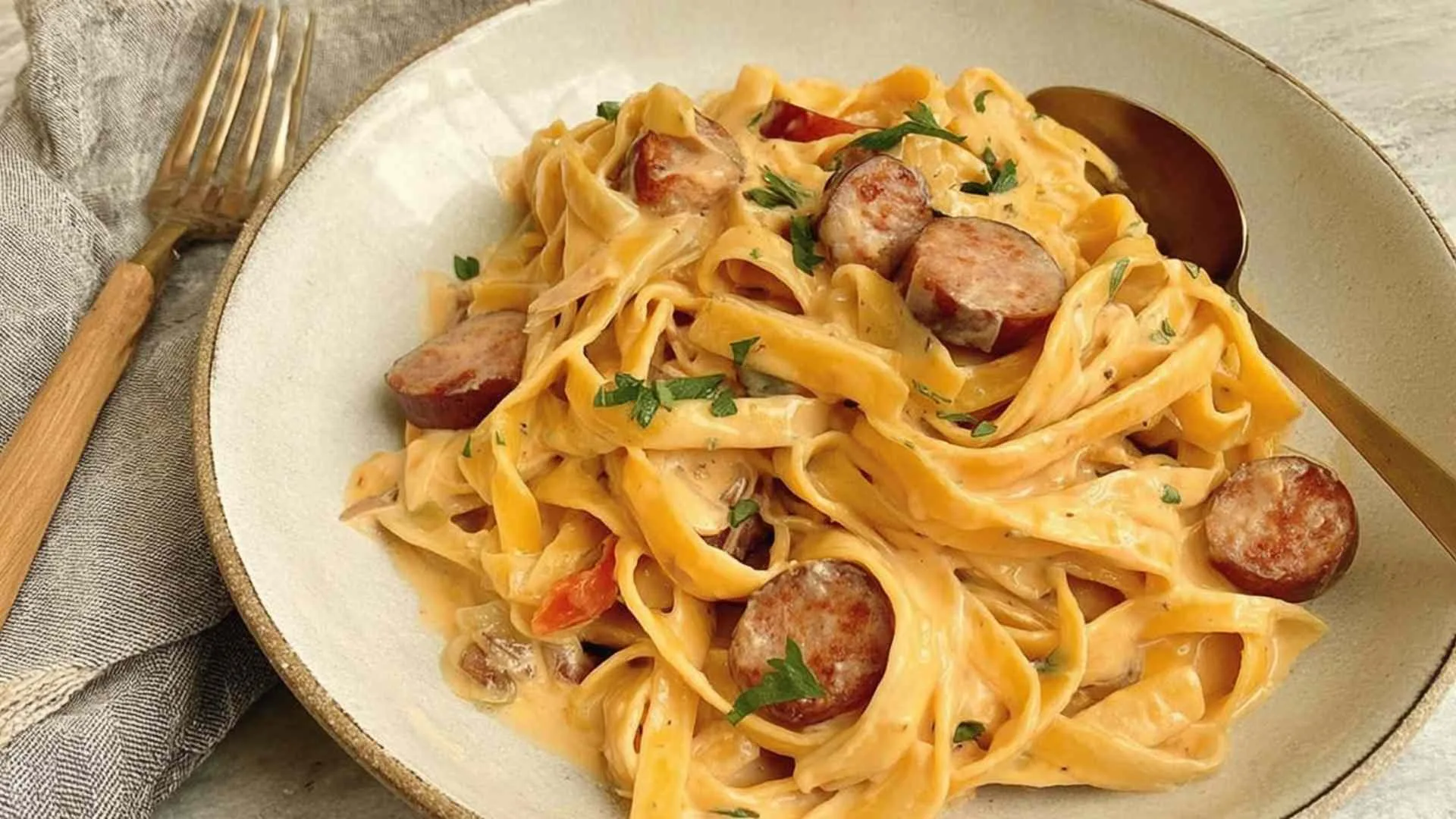 One Pot Creamy Cajun Sausage Pasta