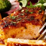 Pan-Seared Chicken Breast with Butter Sauce on a white plate