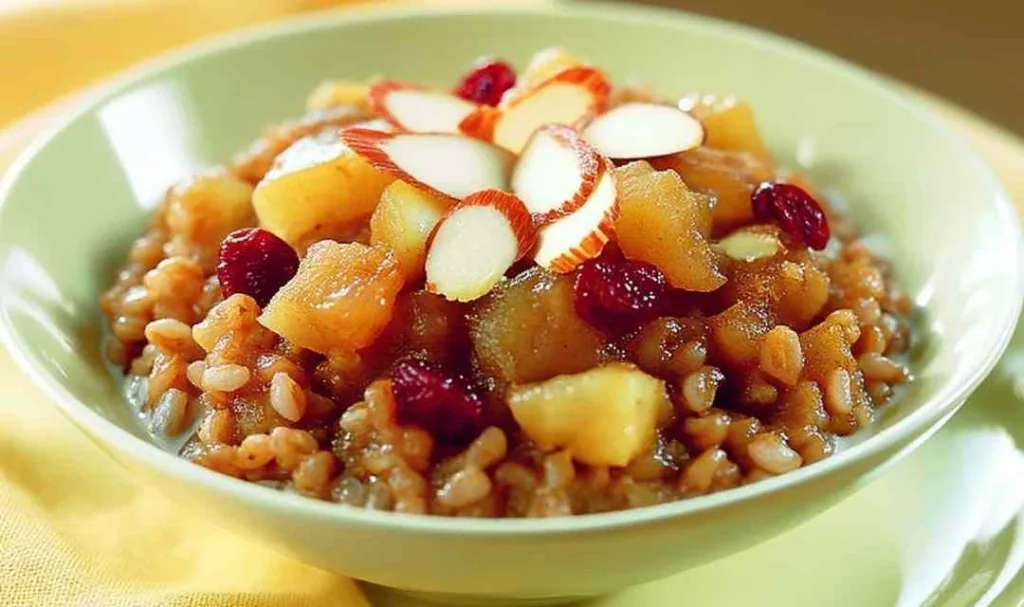 SLOW COOKER APPLE CINNAMON BREAKFAST RISOTTO IN A BOWL